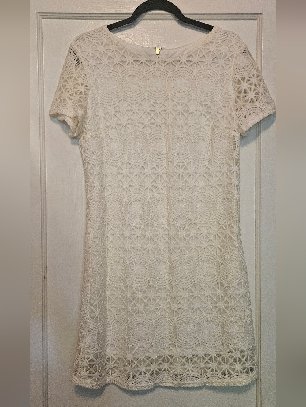Lulu's Women's White Lace Short-Sleeve Dresssize Medium